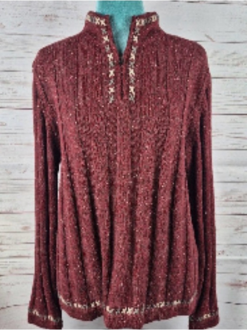 Woolrich Wine-Red Knit Pullover Sweater